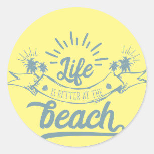 Leven beter op strand ronde sticker