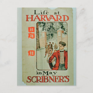 'Leven bij Harvard', poster adverteren mei bewerke Briefkaart