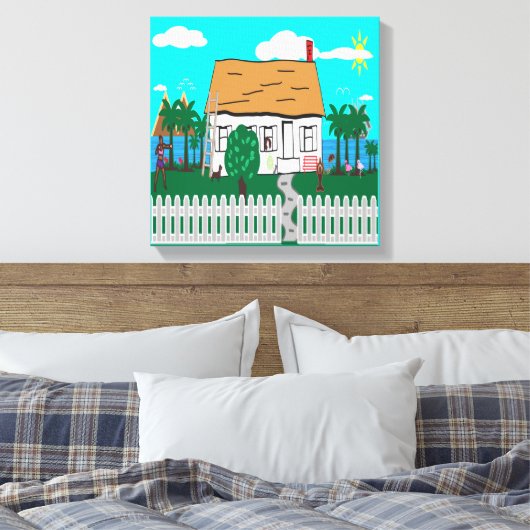 Leven bij het strand canvas afdruk (Insitu (Slaapkamer))