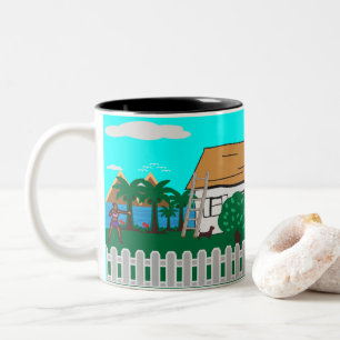 Leven bij het strand tweekleurige koffiemok