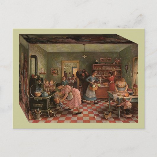 "LEVEN BINNEN DE DOOS" Briefkaart keuken (Voorkant)