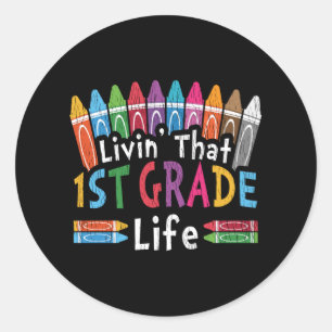 Leven dat 1e leerjaar leven krijt terug naar schoo ronde sticker