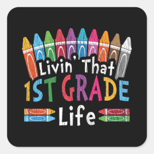 Leven dat 1e leerjaar leven krijt terug naar schoo vierkante sticker