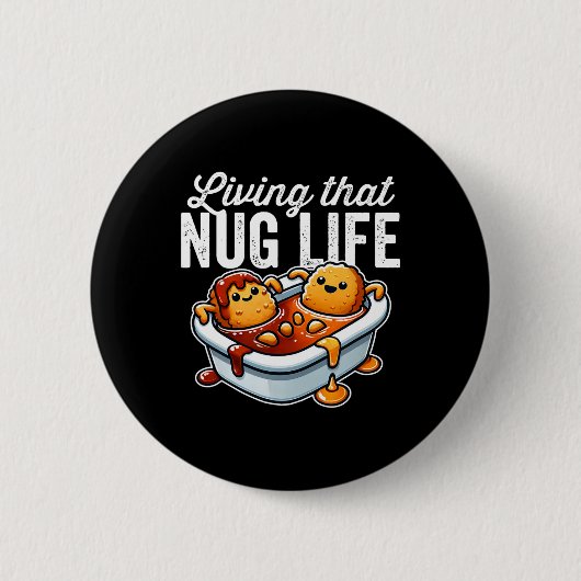 Leven dat Nug leven kipnuggets in BBQ saus Ronde Button 5,7 Cm (Voorkant)