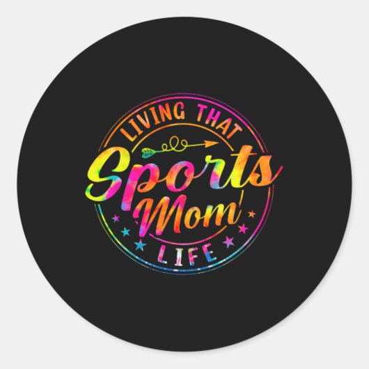 Leven dat sport moeder leven tie kleurstof Moederd Ronde Sticker (Voorkant)