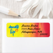 Leven doneren met rode en gele waterverf etiket (Insitu)