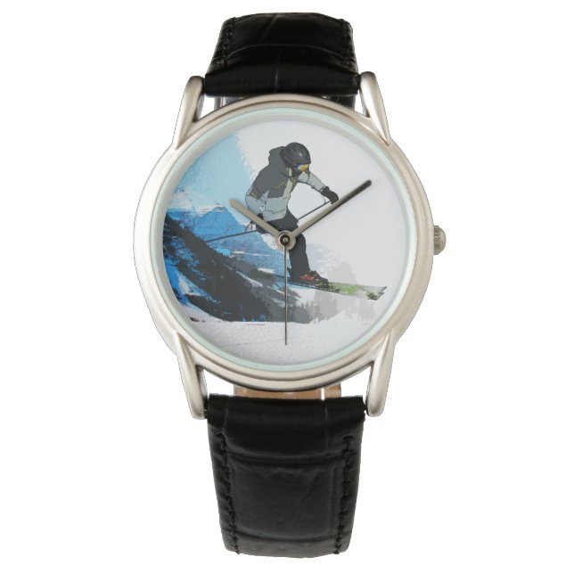 Leven. - Downhill Skier Horloge (Voorkant)