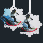 Leven. - Downhill Skier Ornament Kaart<br><div class="desc">Een fervent skiër is in zijn element de bergen rond Lake Louise in Banff National Park,  Canada.</div>