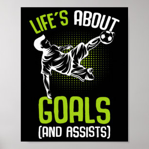 Leven draait om doelpunten voetbalspeler jongens k poster