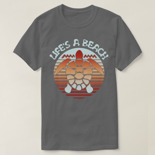Leven Een Strand Retro Zee Schildpad T-shirt (Design voorkant)