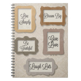 leven eenvoudig, droomgroot, dankbaar, levende lie notitieboek