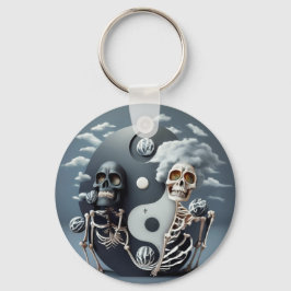 Leven en Dood, Halloween YinYang Skelet Sleutelhanger