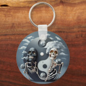 Leven en Dood, Halloween YinYang Skelet Sleutelhanger (Voorkant)