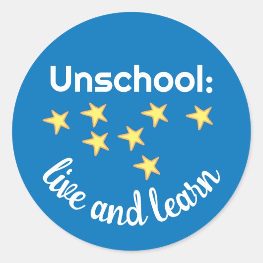 Leven en leren met sterren ronde sticker (Voorkant)