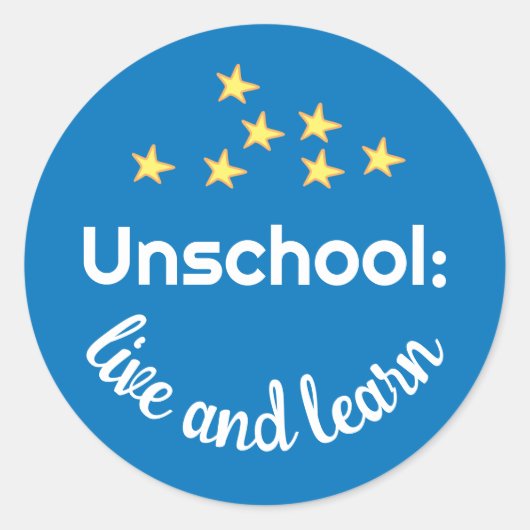 Leven en leren met sterren ronde sticker (Voorkant)