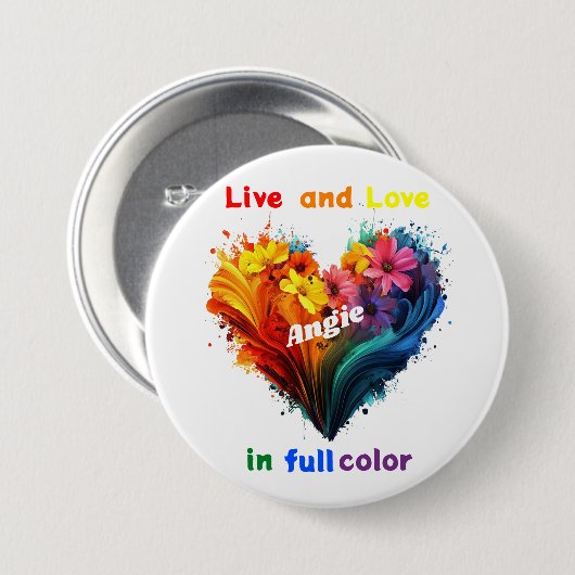 Leven en liefde in kleur ronde button 7,6 cm (Voorkant /achterkant)