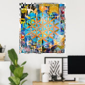 Leven- en winterdecollage-Poster Poster (Thuiskantoor)