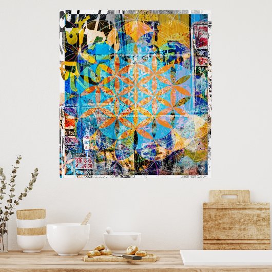 Leven- en winterdecollage-Poster Poster (Keuken)