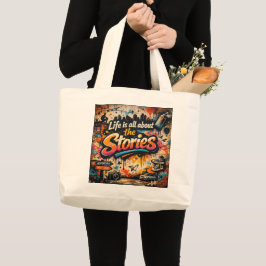 "Leven gaat over de verhalen" Grote Tote Bag