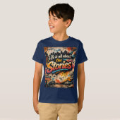 "Leven gaat over de verhalen" T-shirt (Voorkant volledig)