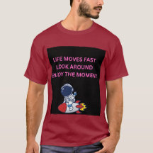 Leven Gaat Snel Astronaut Raket Rode Heren T-Shirt
