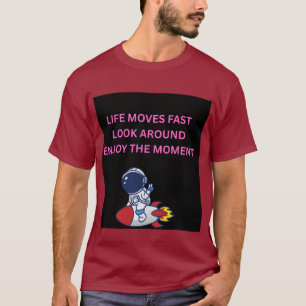 Leven Gaat Snel Astronaut Raket Rode Heren T-Shirt