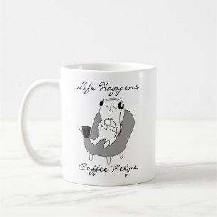 Leven Gebeurt Coffe Hulp Mooie Grappige Kat Thema Koffiemok