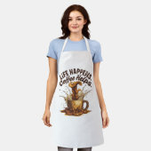 Leven Gebeurt Coffee Overal Print Schort, Medium Schort (Gedragen)