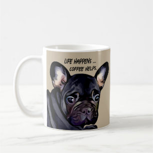 Leven Gebeurt Grappige Franse Bulldog Koffiemok