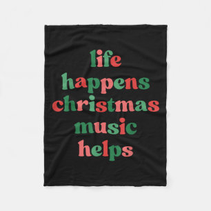 Leven Gebeurt Kerst Muziek Helpt Retro Groovy Sa Fleece Deken