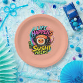 Leven gebeurt Sushi helpt Papieren Bordje (Feest)