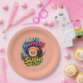 Leven gebeurt Sushi helpt Papieren Bordje (Feest)