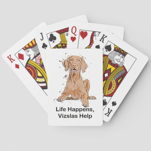 Leven Gebeurt Vizslas Help Cartoon Pokerkaarten (Achterkant)