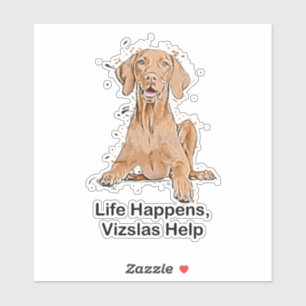 Leven Gebeurt Vizslas Help Cartoon Uitknipvorm Sticker