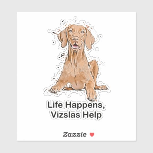 Leven Gebeurt Vizslas Help Cartoon Uitknipvorm Sticker (Vel)