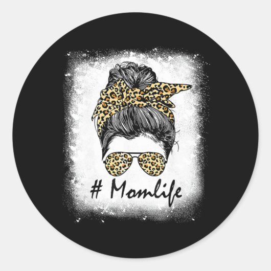 Leven gebleekt mam leven luipaard rommelig broodje ronde sticker (Voorkant)