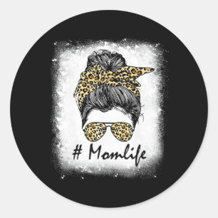 Leven gebleekt mam leven luipaard rommelig broodje ronde sticker
