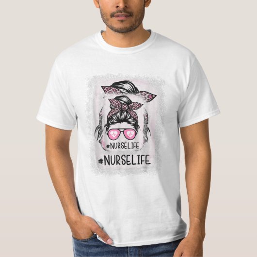 Leven gebleekte roze luipaard t-shirt (Voorkant)