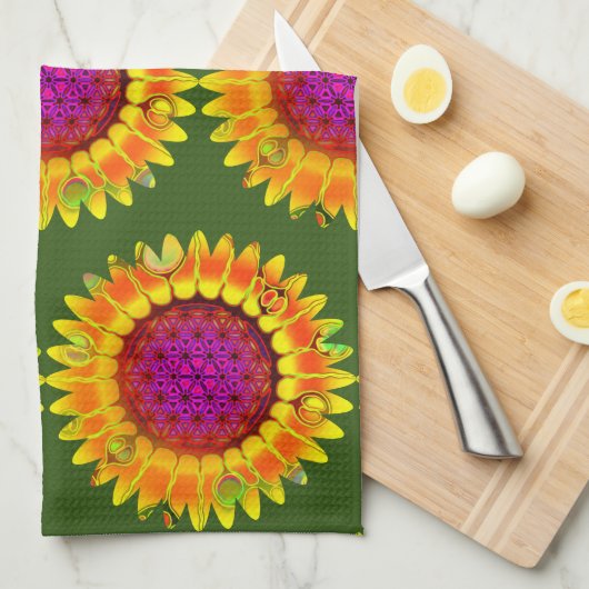 Leven - Geometrische bloesem 4 Theedoek (Quarter Fold)