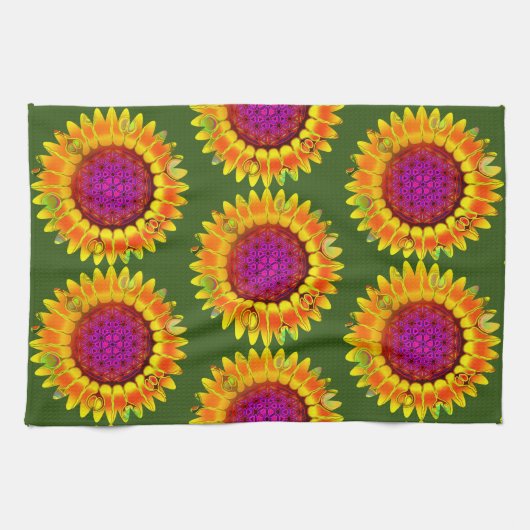 Leven - Geometrische bloesem 4 Theedoek (Horizontaal)