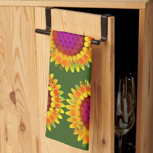 Leven - Geometrische bloesem 4 Theedoek (Derde Gevouwen)