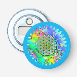 Leven - Geometrische bloesem 5 Button Flesopener