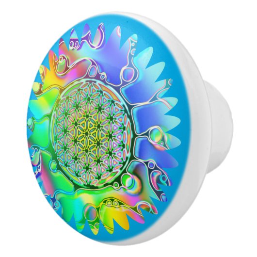 Leven - Geometrische bloesem 5 Keramische Knop (Rechts)