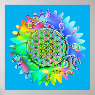 Leven - Geometrische bloesem 5 Poster