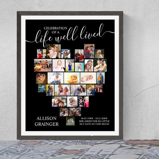 Leven Goed Geleid Hart Foto Aangepaste Uitvaart Poster