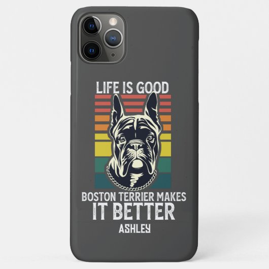 Leven goed met Boston Terrier Retro  Case-Mate iPhone Case (Achterkant)