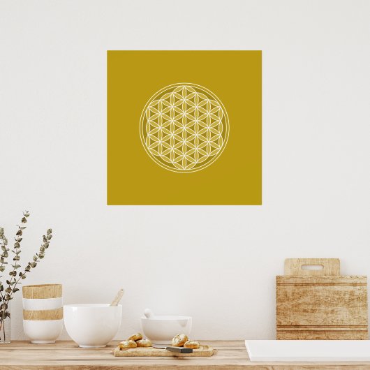 Leven - Golden en wit Poster (Keuken)