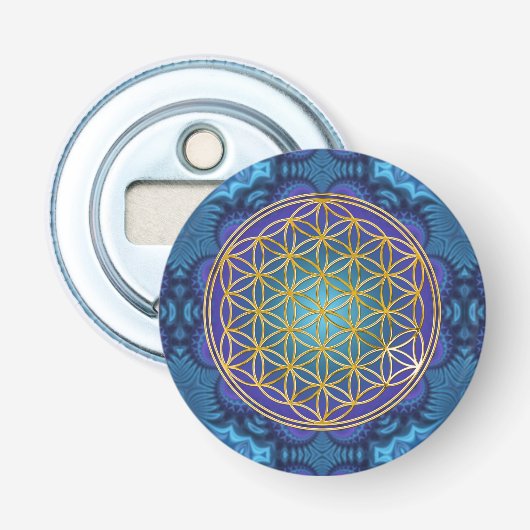 Leven - goud - fractal 1 button flesopener (Voorkant)