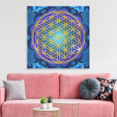Leven - goud - fractal 1 canvas afdruk (Insitu (Woonkamer))