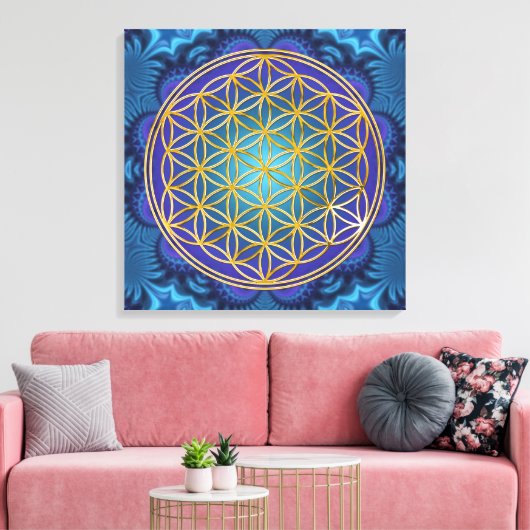 Leven - goud - fractal 1 canvas afdruk (Insitu (Woonkamer))